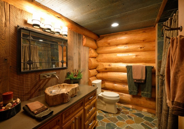 Rustic Bathroom by Lake Country Builders