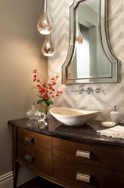 Transitional Powder Room by Robeson Design