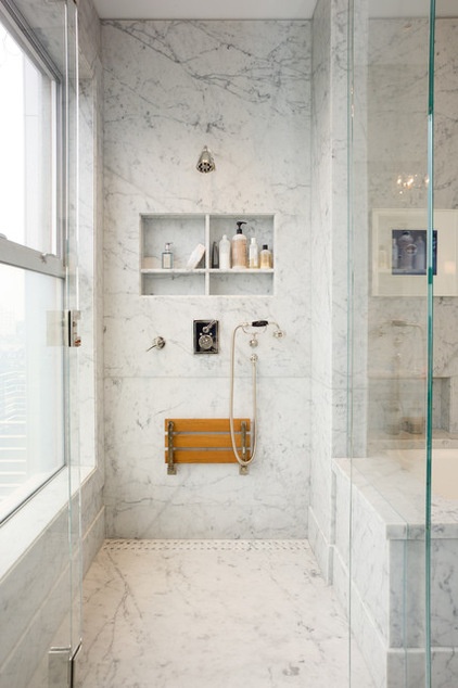 Transitional Bathroom by New Marble Company Inc.