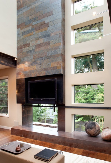 Contemporary Family Room by SoYoung Mack Design, Assoc. AIA