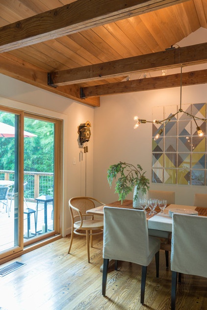 Transitional Dining Room by Rill Architects