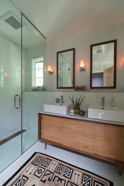 Transitional Bathroom by Rill Architects