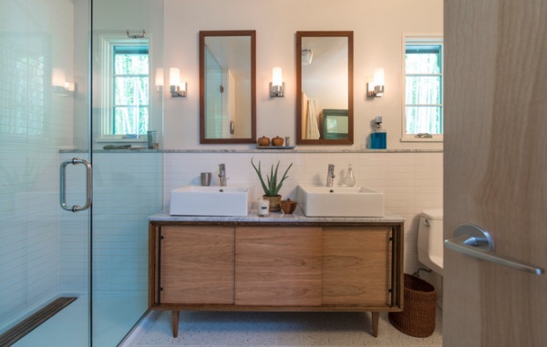 Transitional Bathroom by Rill Architects