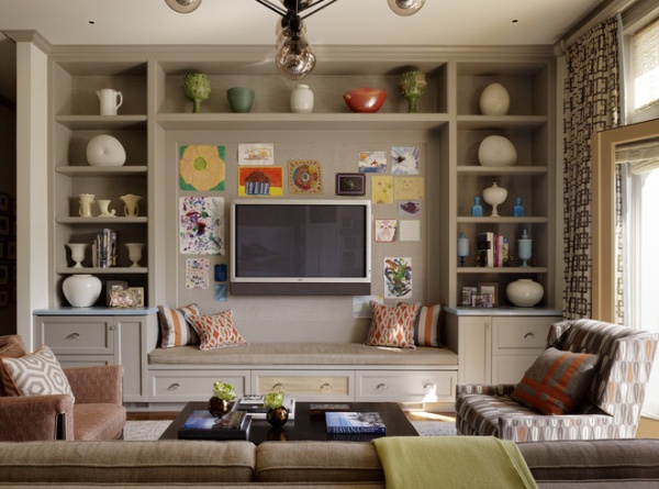 Transitional Family Room by Jeffers Design Group