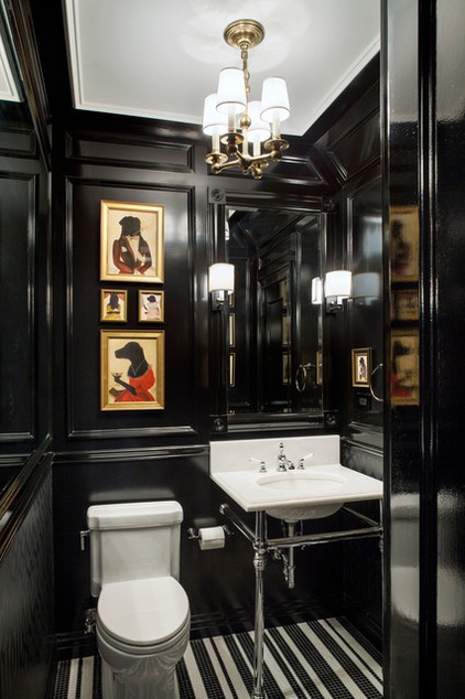 Traditional Powder Room by Ofer Wolberger, LTD.