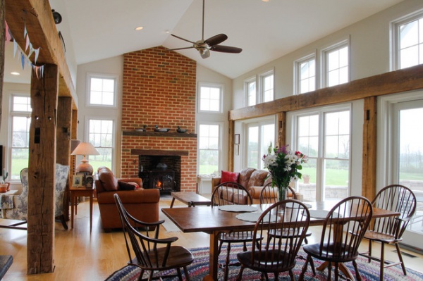 Farmhouse Dining Room by Roost Architecture Inc