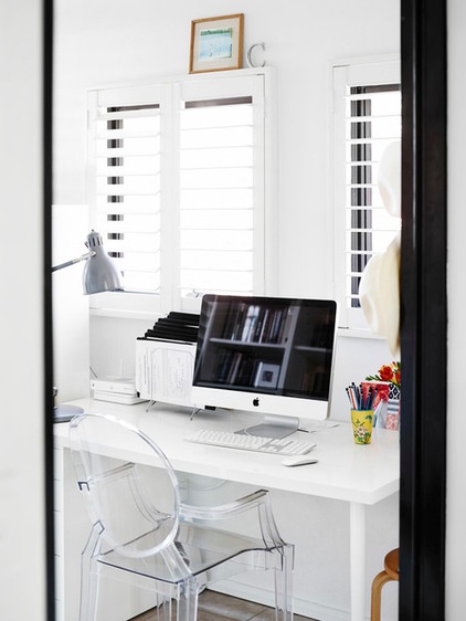 Transitional Home Office by Claire Stevens Interior Design