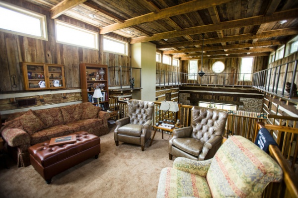 Rustic Family Room by Wilmes & Associates Architects