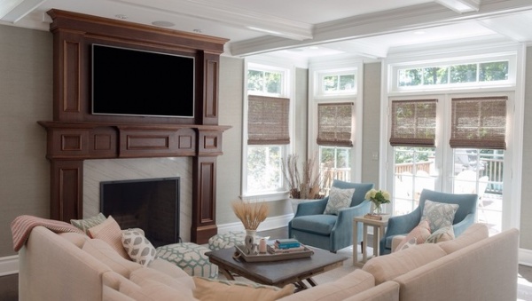 Beach Style Family Room by Cory Connor Designs