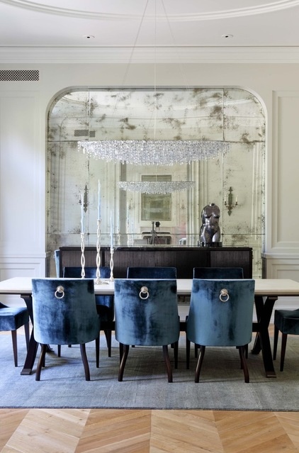 Transitional Dining Room by Studio William Hefner