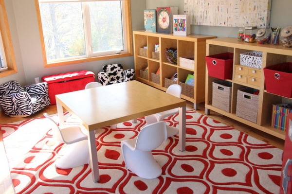 Red Alert in a Sunny Playroom Designed for Self-Guided Activities