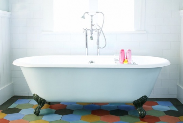 Farmhouse Bathroom by Alison Kandler Interior Design