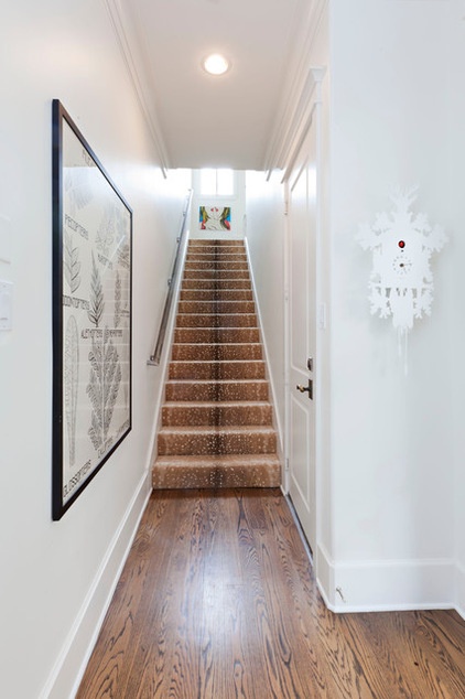 Transitional Staircase by Sally Wheat Interiors