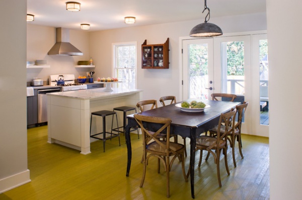 Transitional Dining Room by Texas Construction Company