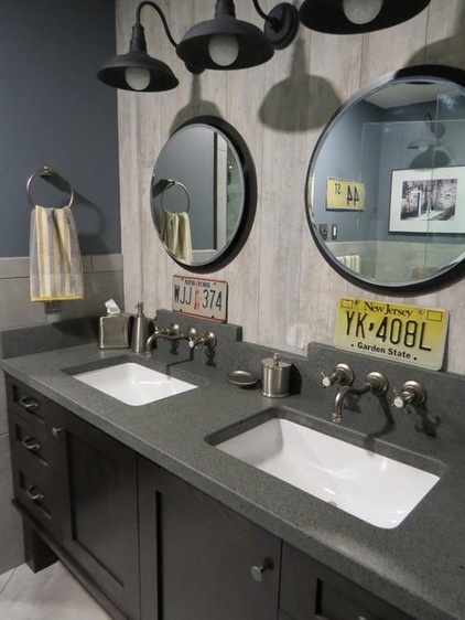 Industrial Bathroom by Robin Amorello, CKD CAPS - Atmoscaper Design