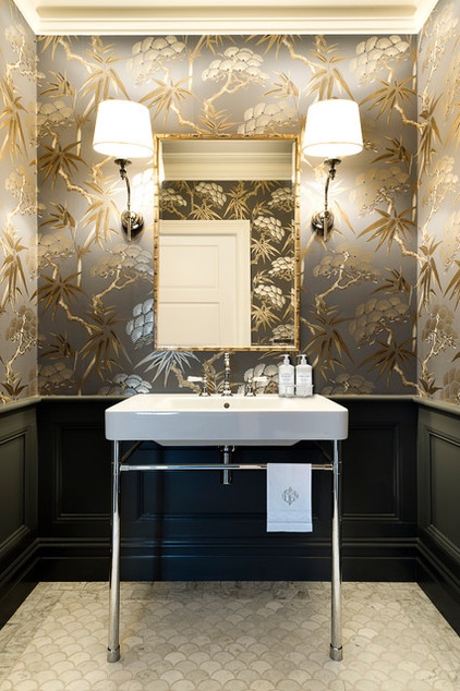 Traditional Powder Room by Karen Aston Design