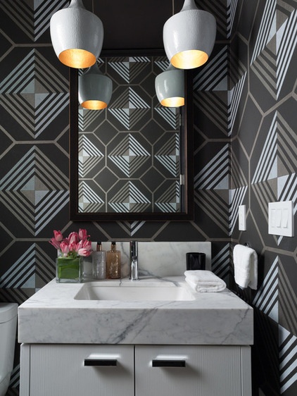 Contemporary Powder Room by Green Couch Interior Design