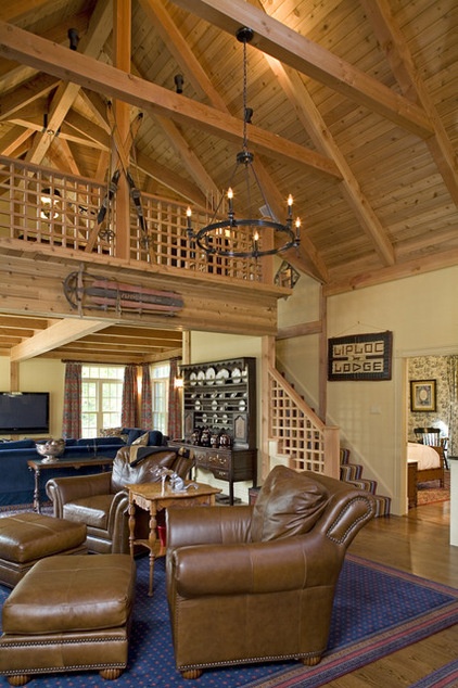 Rustic Living Room by Habitat Post & Beam, Inc.