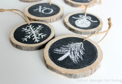 Log Slice Chalkboard Ornaments