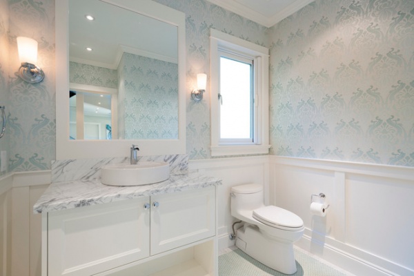 Transitional Powder Room by Sarah Gallop Design Inc.