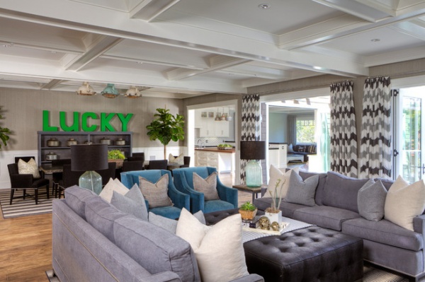 Transitional Family Room by Brooke Wagner Design