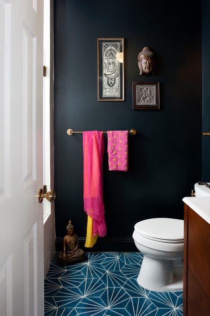 Eclectic Powder Room by BGDB Interior Design