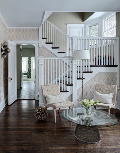 Transitional Powder Room by Buckingham Interiors + Design LLC