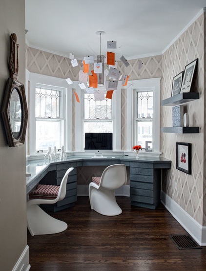 Transitional Home Office by Buckingham Interiors + Design LLC