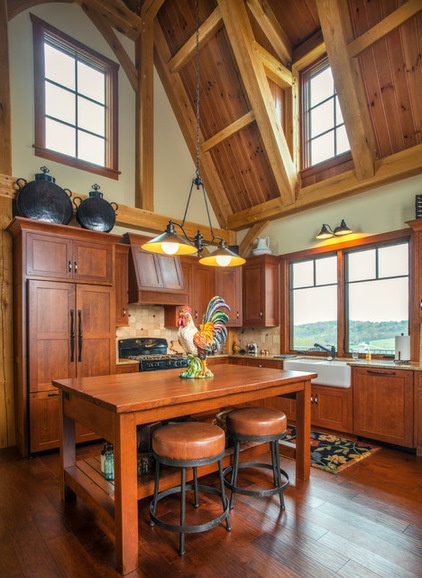 Farmhouse Kitchen by Oakbridge Timberframing