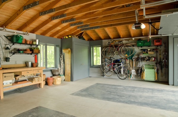 Traditional Garage And Shed Garage Interior