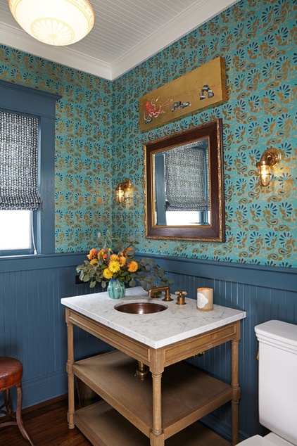 Transitional Powder Room by Lewin Wertheimer