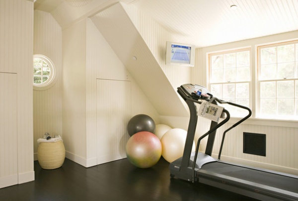 Transitional Home Gym by Tim Barber LTD Architecture & Interior Design