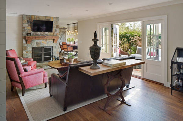 Farmhouse Living Room by Anne Sneed Architectural Interiors