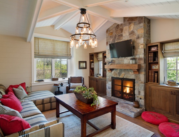 Farmhouse Living Room by Anne Sneed Architectural Interiors