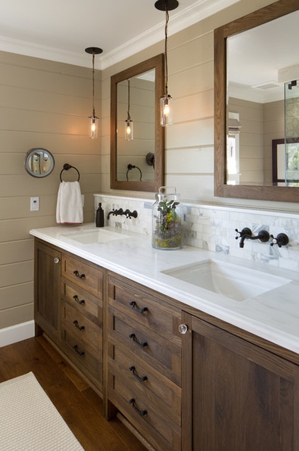 Farmhouse Bathroom by Anne Sneed Architectural Interiors