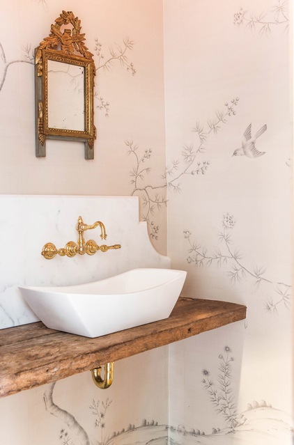 Mediterranean Powder Room by Erika Bierman Photography