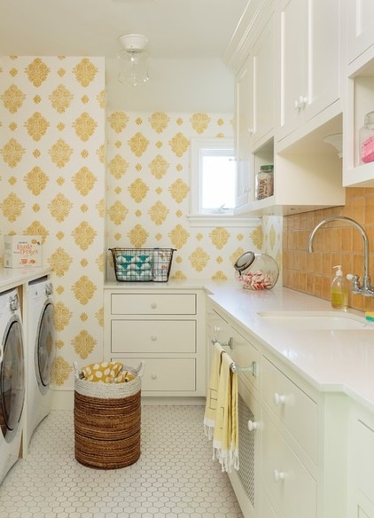 Transitional Laundry Room by Alison Kandler Interior Design