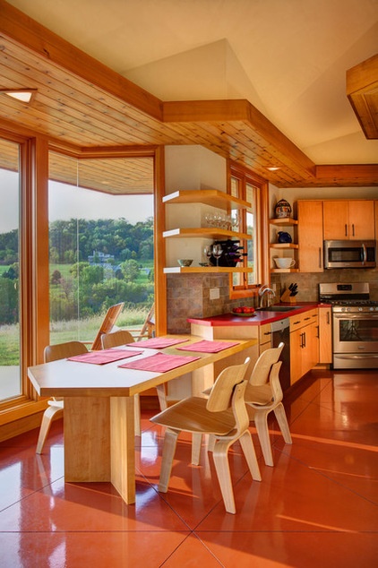 Midcentury Dining Room by Genesis Architecture, LLC.