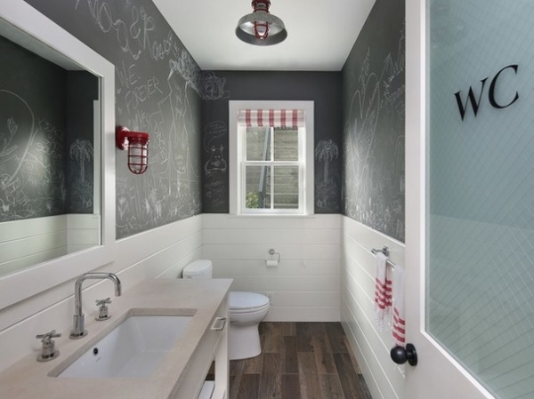 Farmhouse Powder Room by SDG Architecture, Inc.