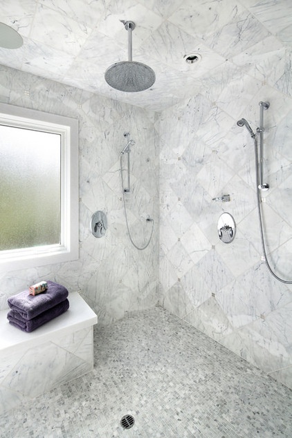 Room of the Day: Luxe Hotel Look for an All-White Master Bath