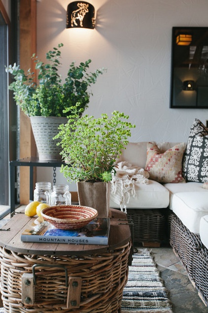 Rustic Sunroom by Jodi Fleming / Fleming Distinctive Homes