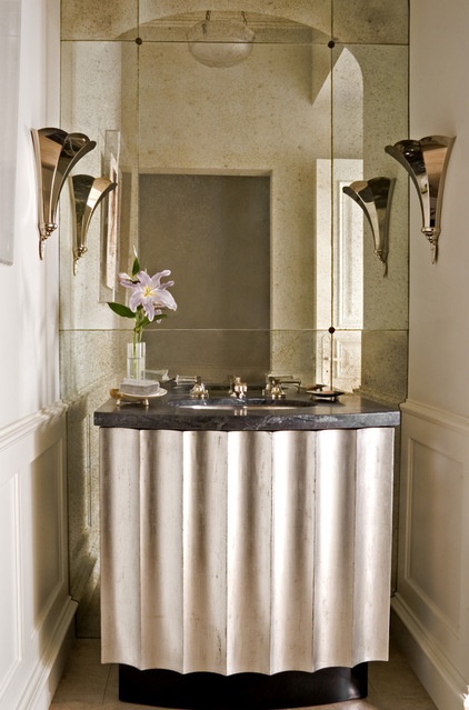 Transitional Powder Room by Studio William Hefner