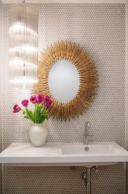 Midcentury Powder Room by Shelby Wood Design