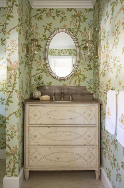 Shabby chic Powder Room by Shannon Ggem ASID