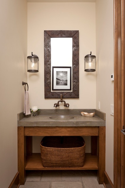 Rustic Powder Room by Snake River Interiors