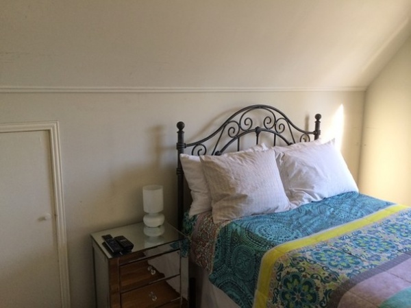 Room of the Day: White Paint and Gold Polka Dots Save a Rental Bedroom