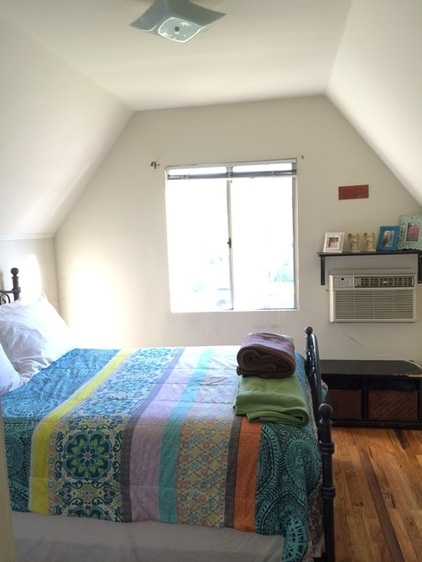 Room of the Day: White Paint and Gold Polka Dots Save a Rental Bedroom