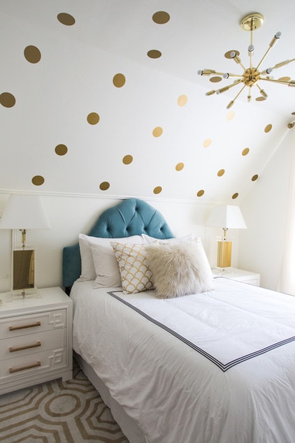 Room of the Day: White Paint and Gold Polka Dots Save a Rental Bedroom