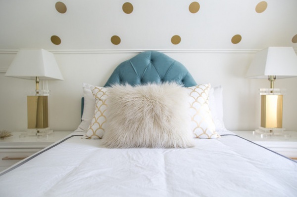 Room of the Day: White Paint and Gold Polka Dots Save a Rental Bedroom