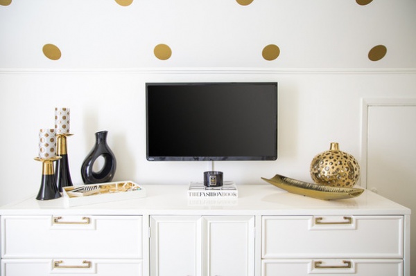 Room of the Day: White Paint and Gold Polka Dots Save a Rental Bedroom